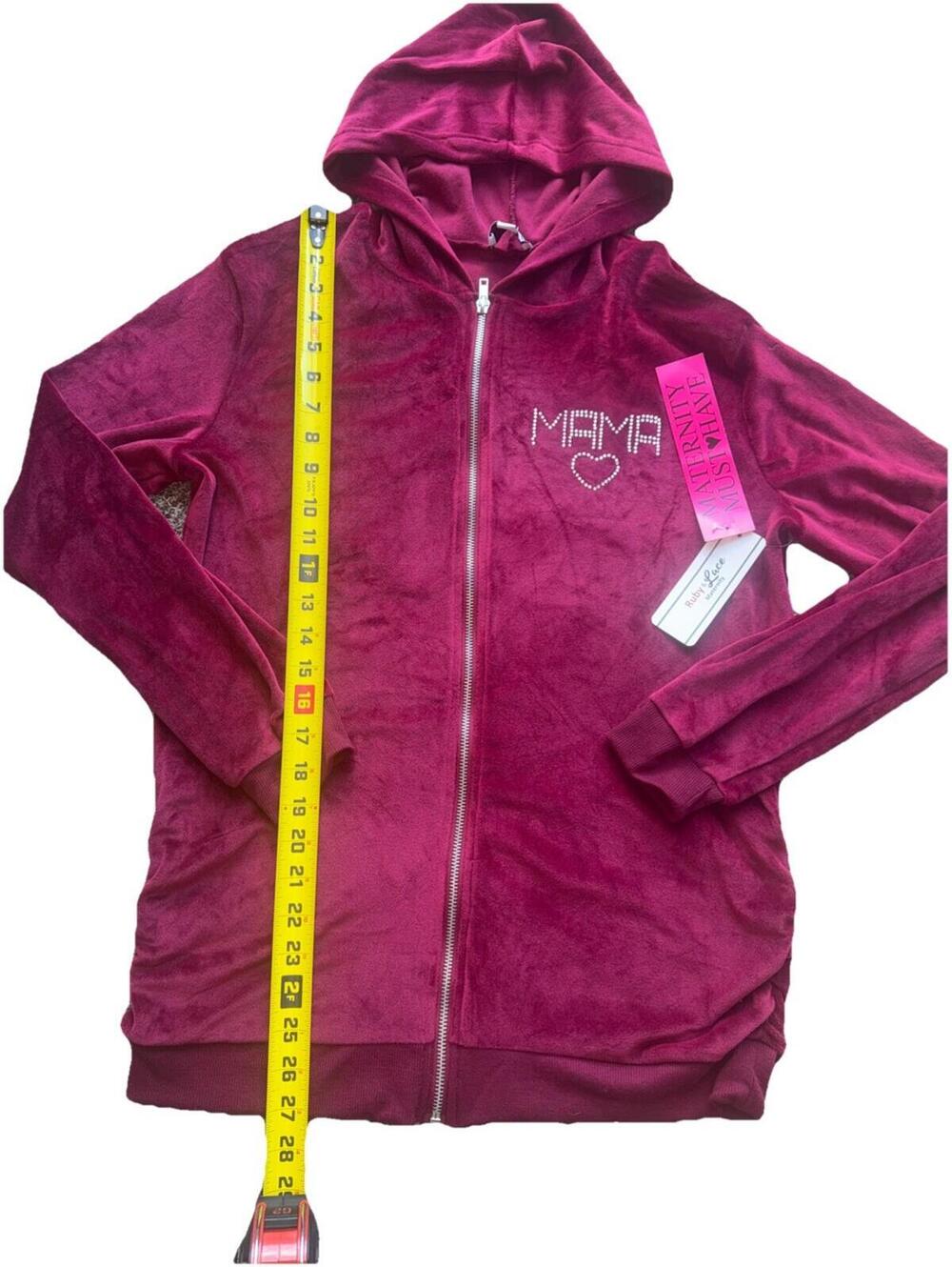 Ruby & Lace Maternity Velour Zip Hoodie Mama Size Small New - Picture 2 of 4